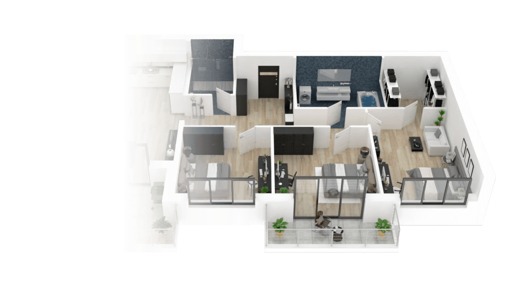 Imagem de uma planta baixa em 3D